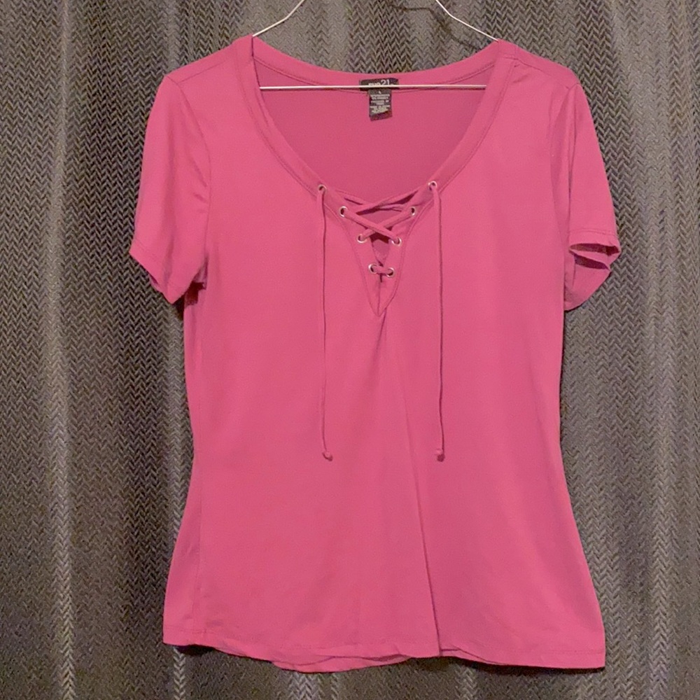 Pink front lace blouse